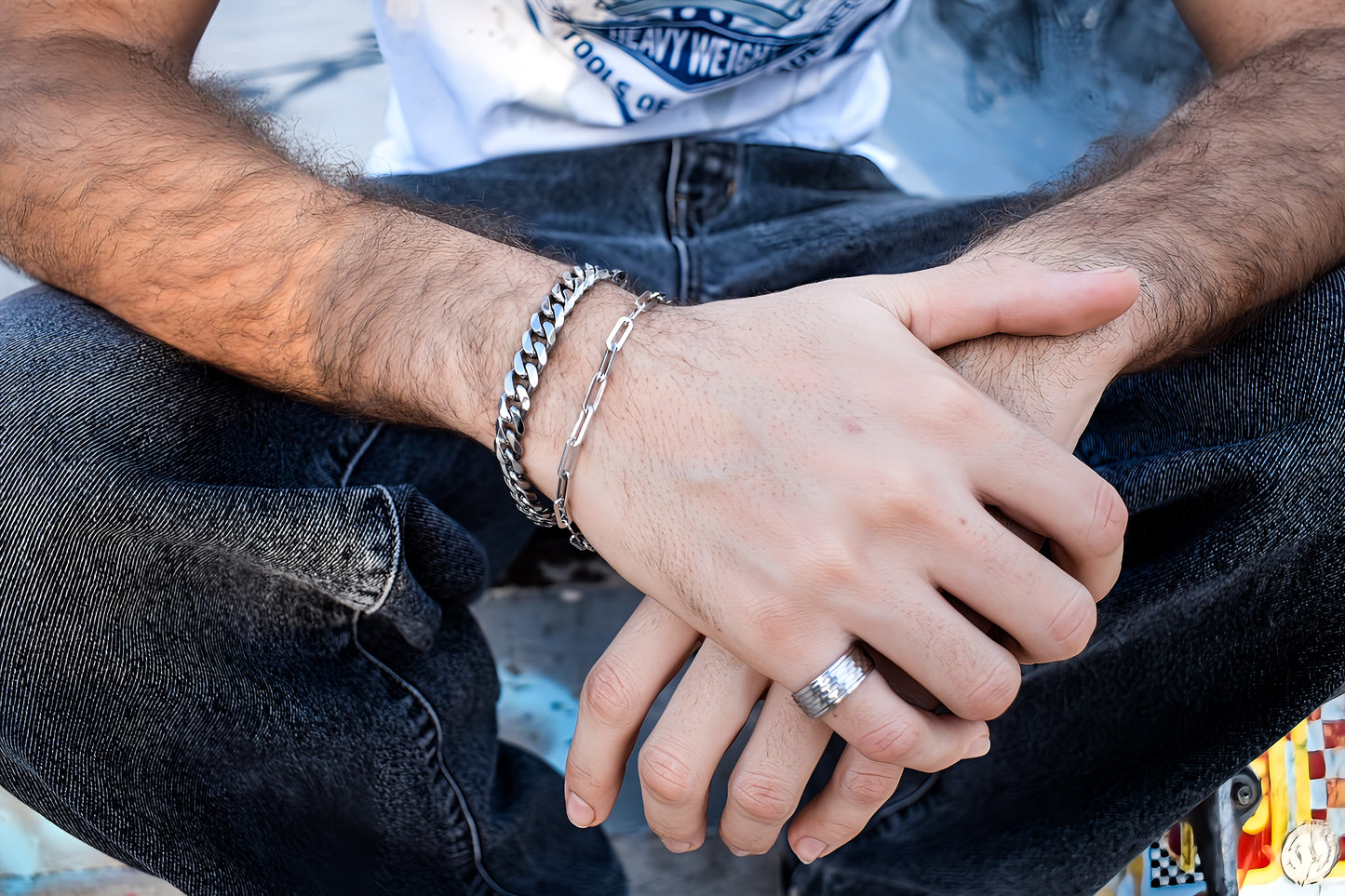 Pulsera Eslabones Paperclip plata